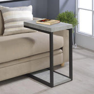 Black Metal C-Table W/ Faux Cement Top