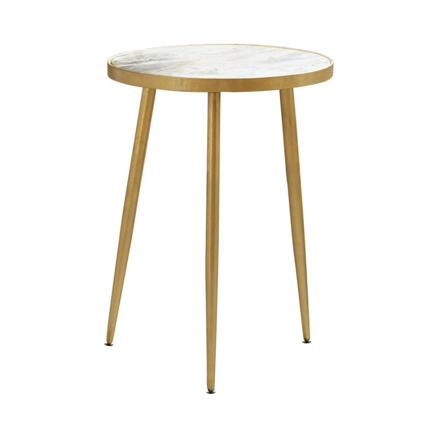Round Marble & Gold Accent Table