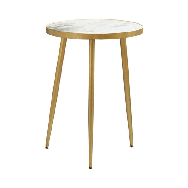 Round Marble & Gold Accent Table