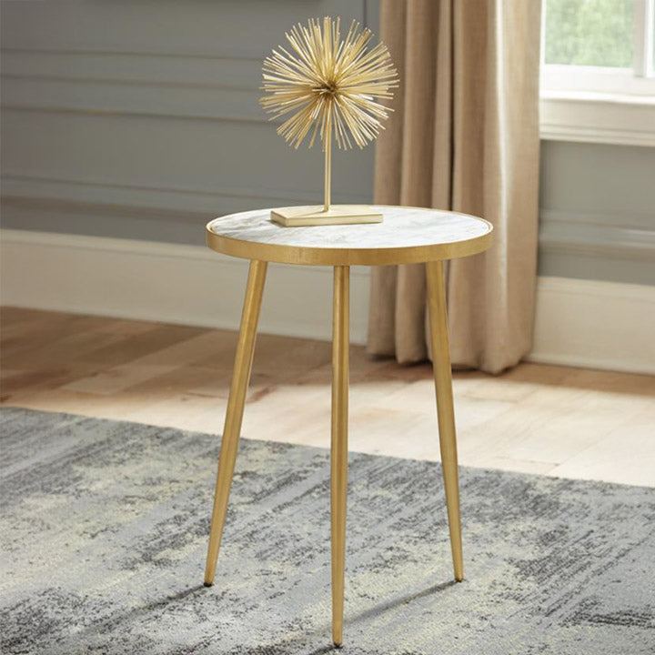 Round Marble & Gold Accent Table