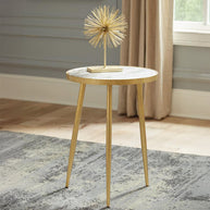 Round Marble & Gold Accent Table