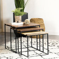 Contemporary Natural & Metal Nesting Tables
