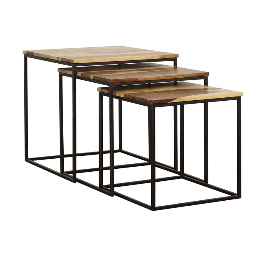 Contemporary Natural & Metal Nesting Tables