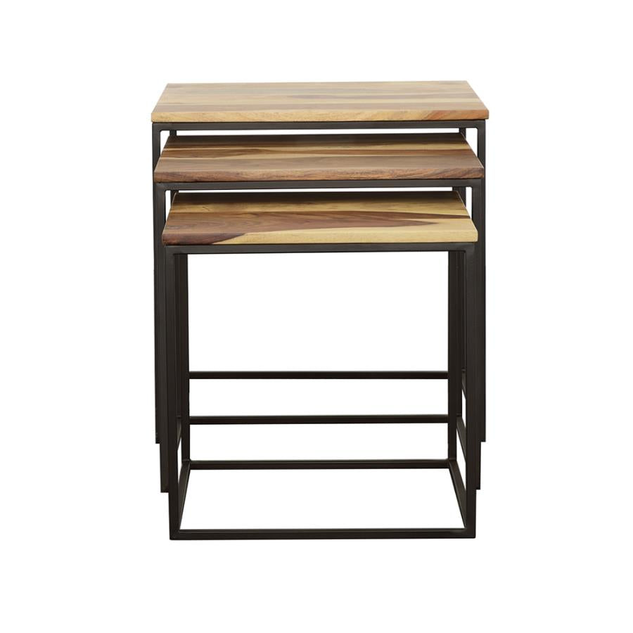 Contemporary Natural & Metal Nesting Tables