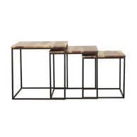 Contemporary Natural & Metal Nesting Tables