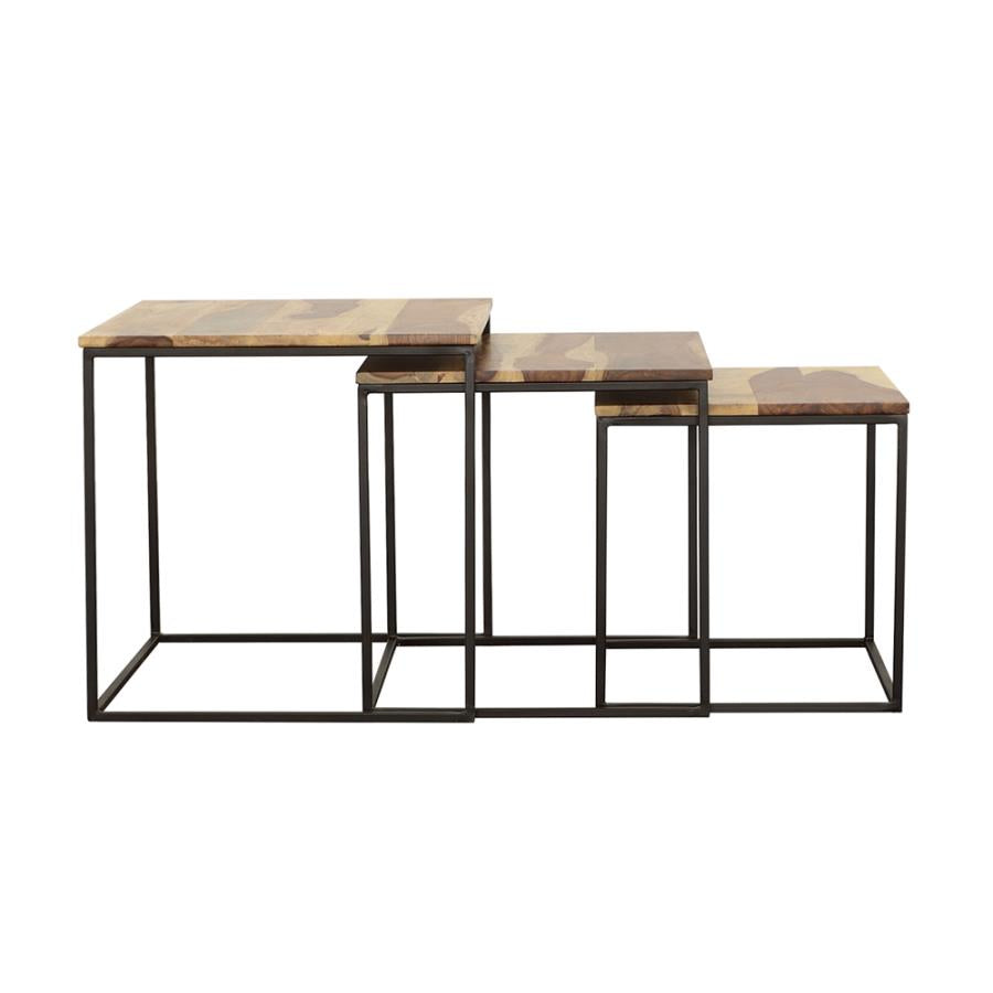 Contemporary Natural & Metal Nesting Tables