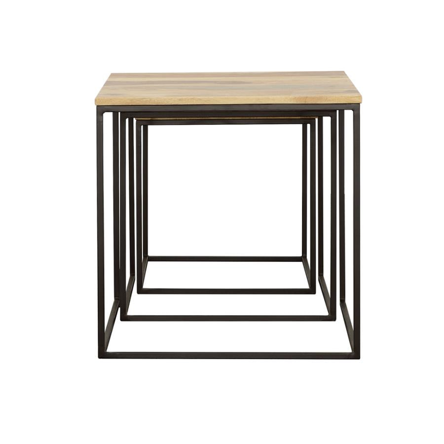 Contemporary Natural & Metal Nesting Tables