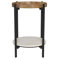 Round Marble & Wood Accent Table