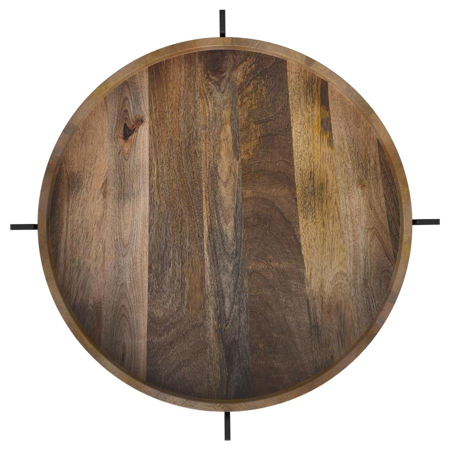 Round Marble & Wood Accent Table