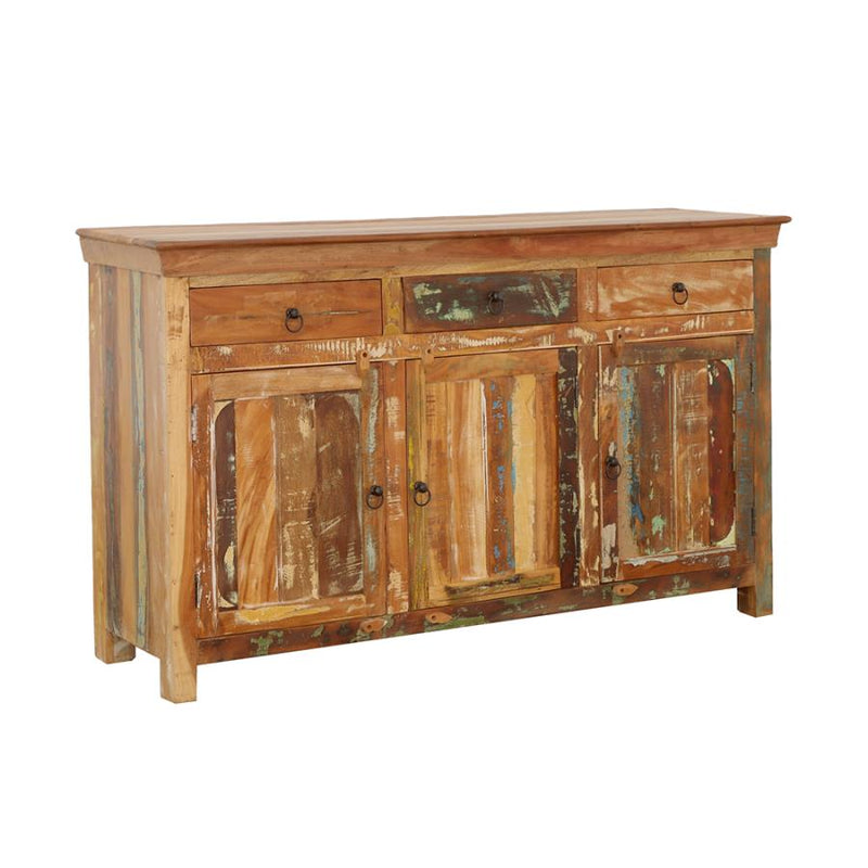 3-Door Rustic Reclaimed Wood Accent Cabinet