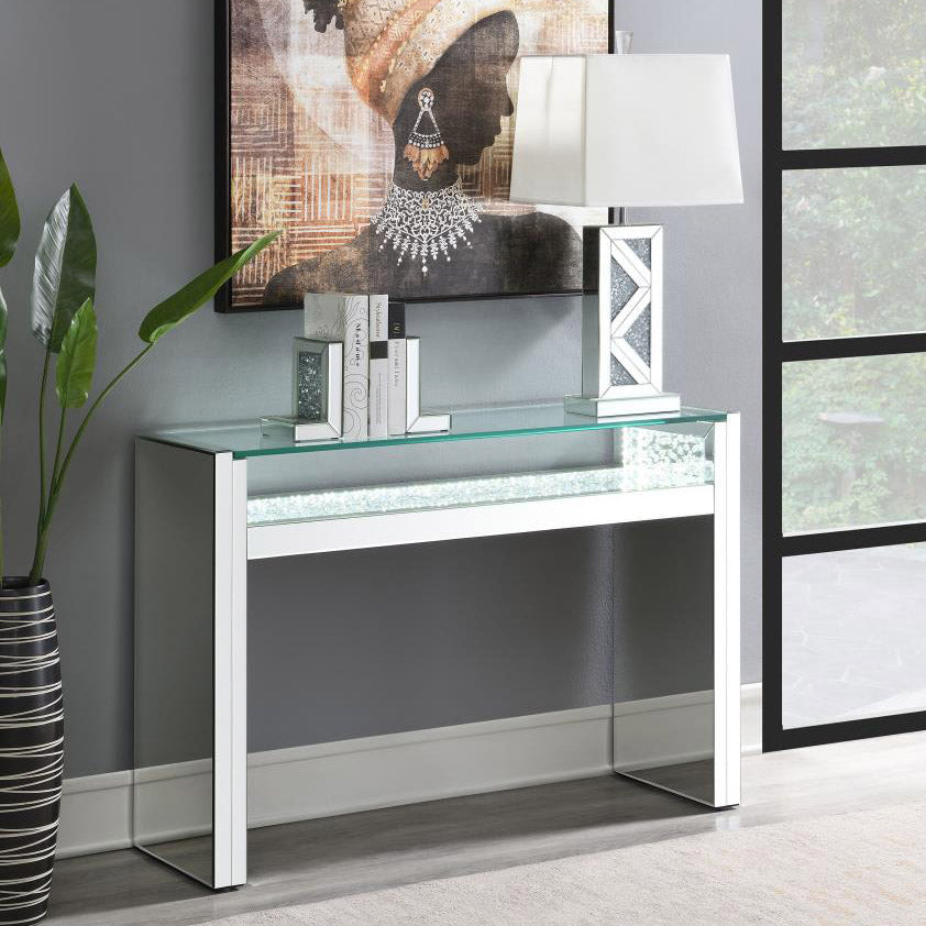 1-Shelf Silver Glam Console Table