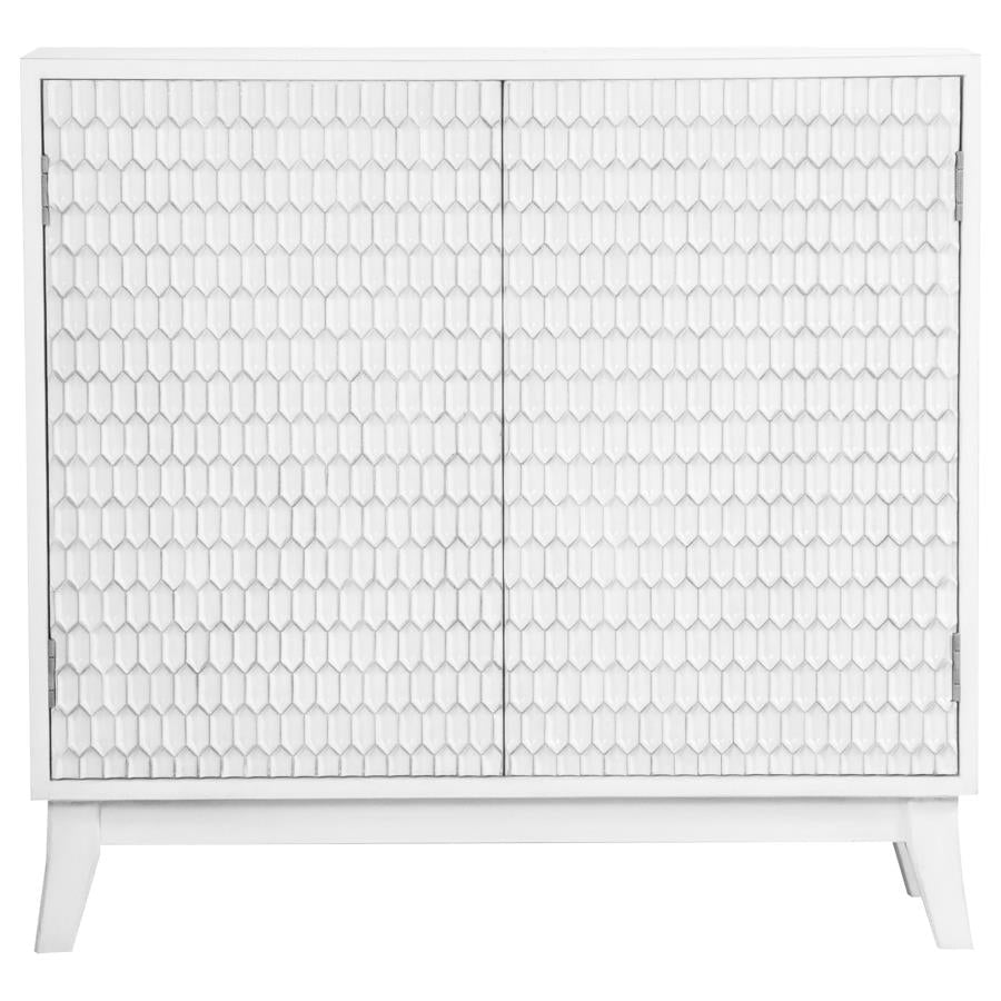 White Geometric Accent Cabinet