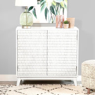White Geometric Accent Cabinet