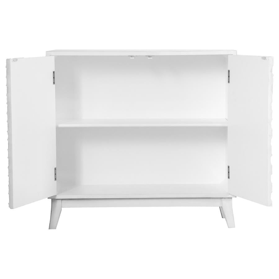 White Geometric Accent Cabinet