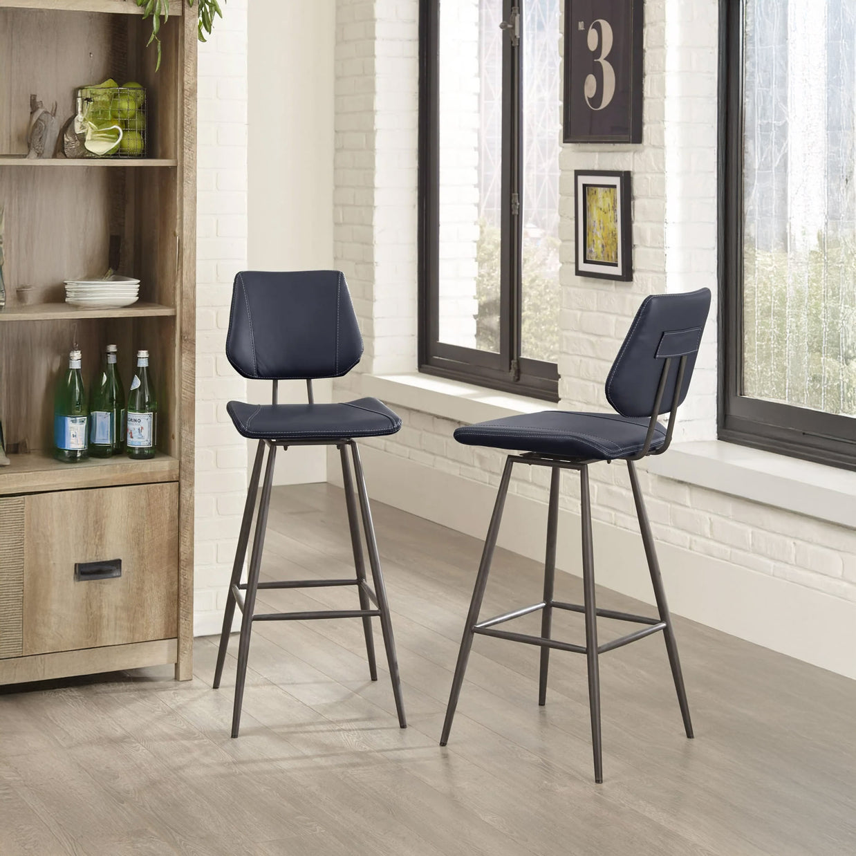Modern cobalt swivel barstools
