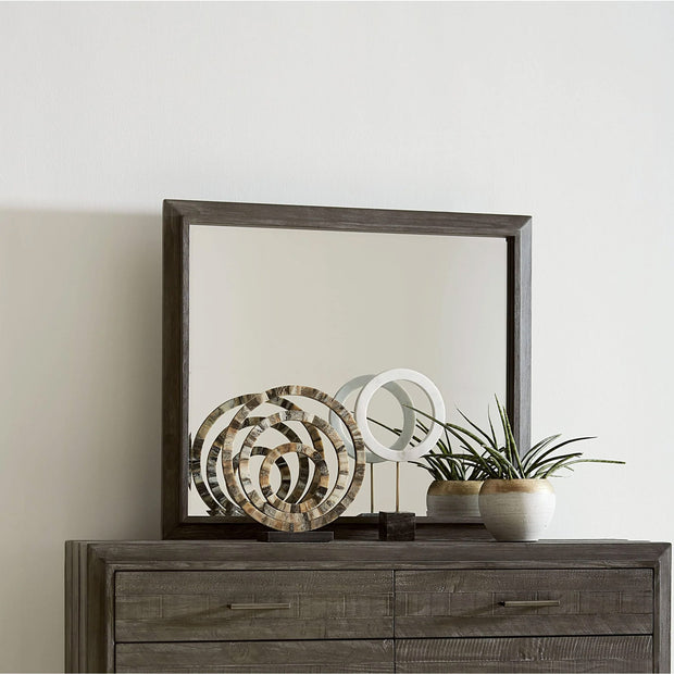 Rustic Gray Solid Wood Dresser Mirror