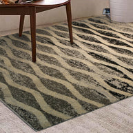 Monochromatic Style Wave Design Area Rug