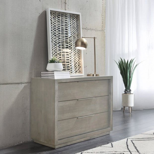 Mineral Gray Three-Drawer Nightstand