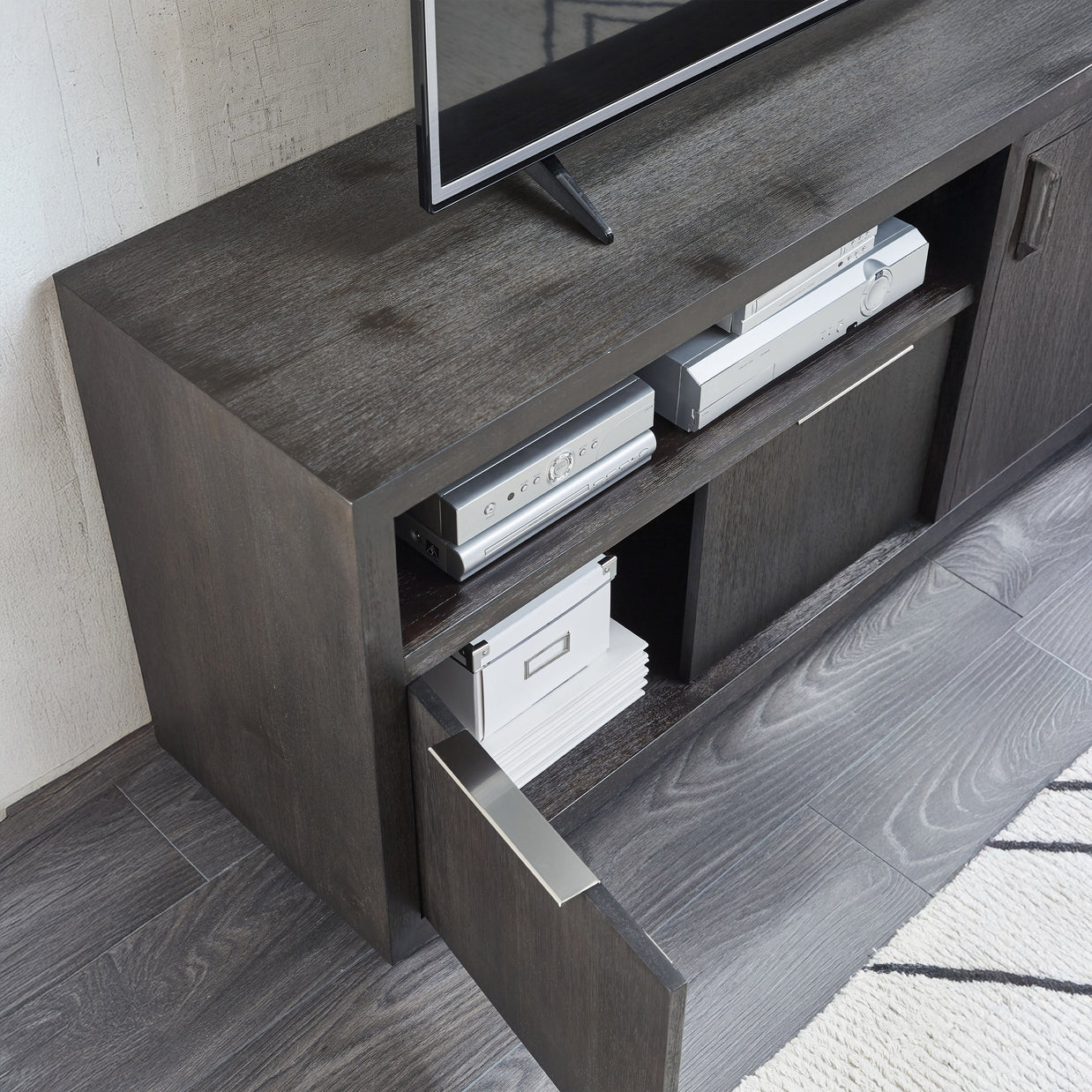 Oxford Solid Wood Basalt Gray TV Stand