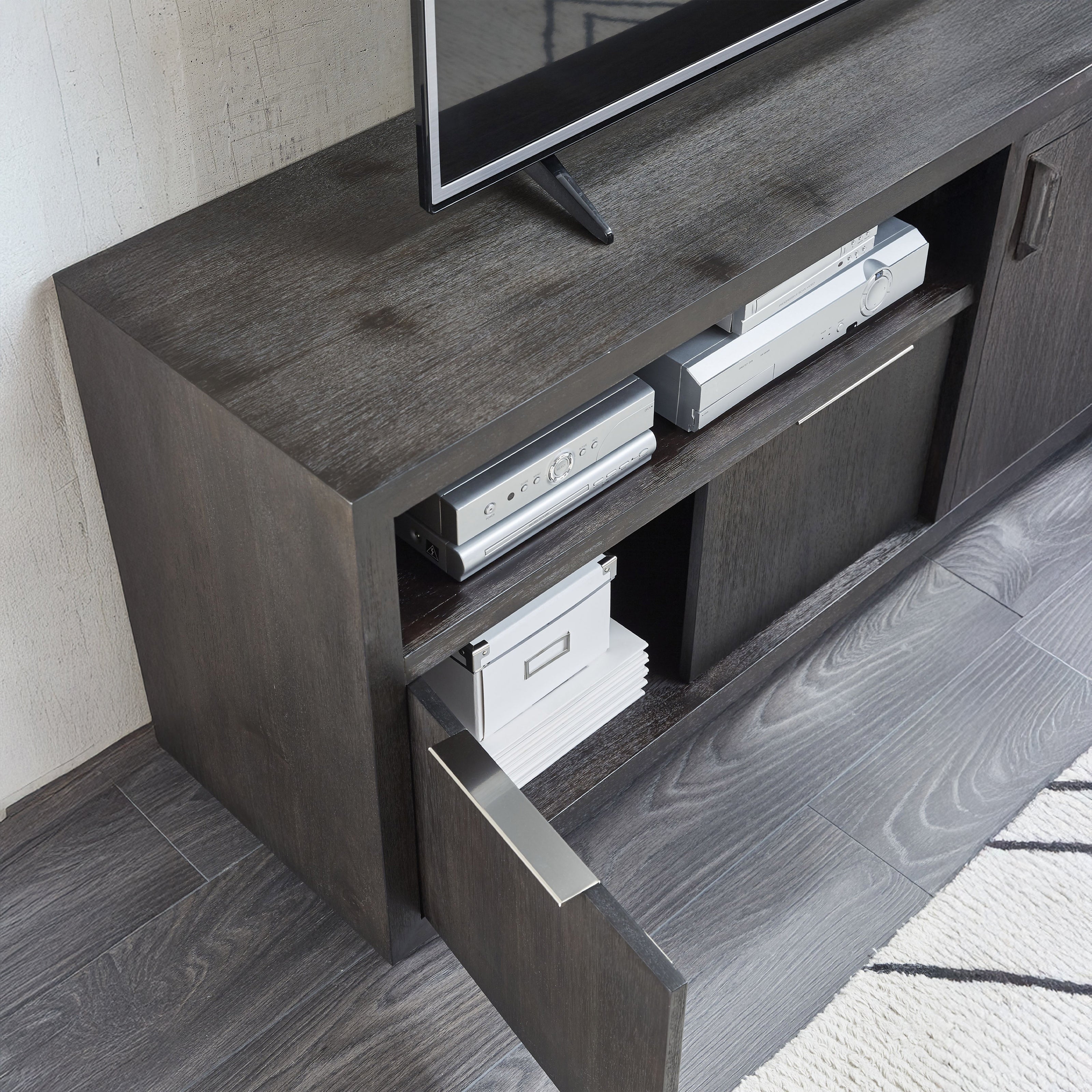 Oxford Solid Wood Basalt Gray TV Stand