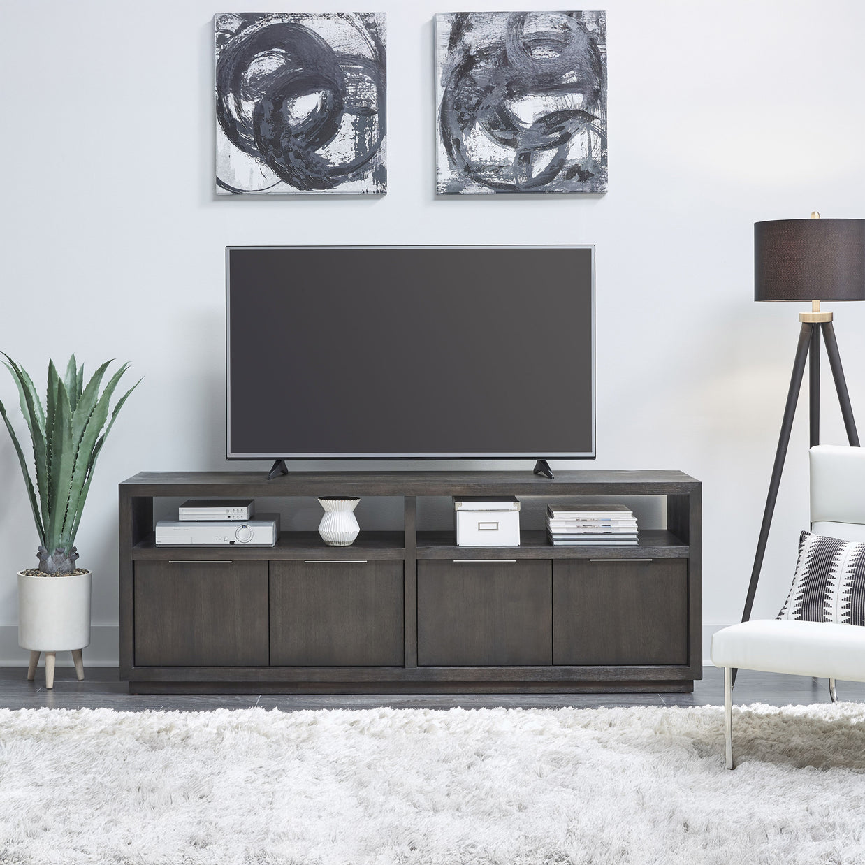 Oxford Solid Wood Basalt Gray TV Stand