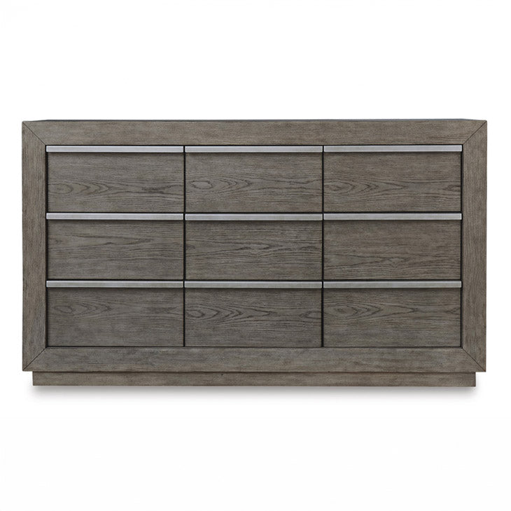 9-Drawered Weathered Gray Oak Dresser