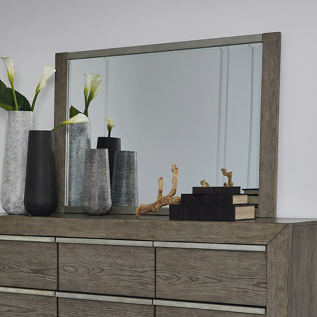 Weathered Gray Oak Dresser Mirror