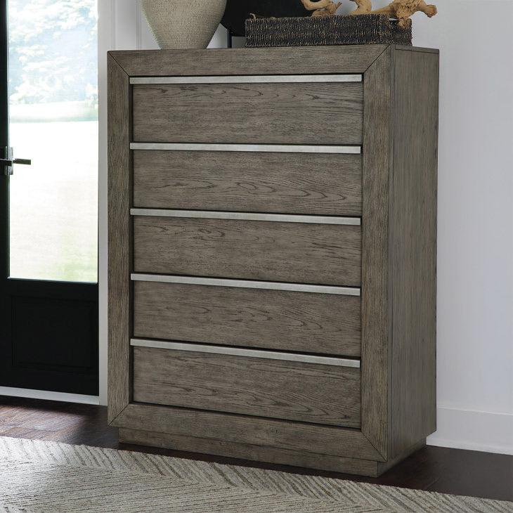 Weather Gray Oak Chest Of Drawers