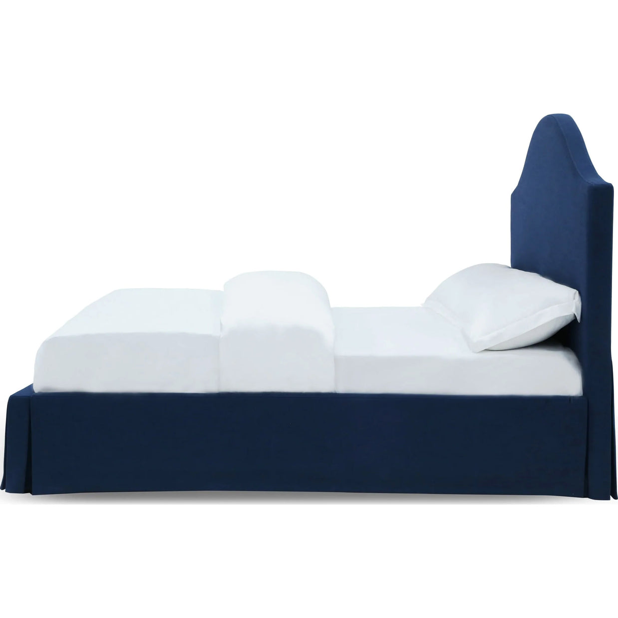 Navy Upholstered Skirt Platform Bedframe w/ Storage Option