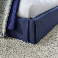Navy Upholstered Skirt Platform Bedframe w/ Storage Option