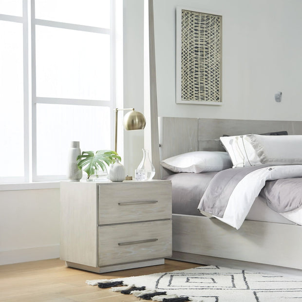 Whitewash Oak Contemporary Nightstand