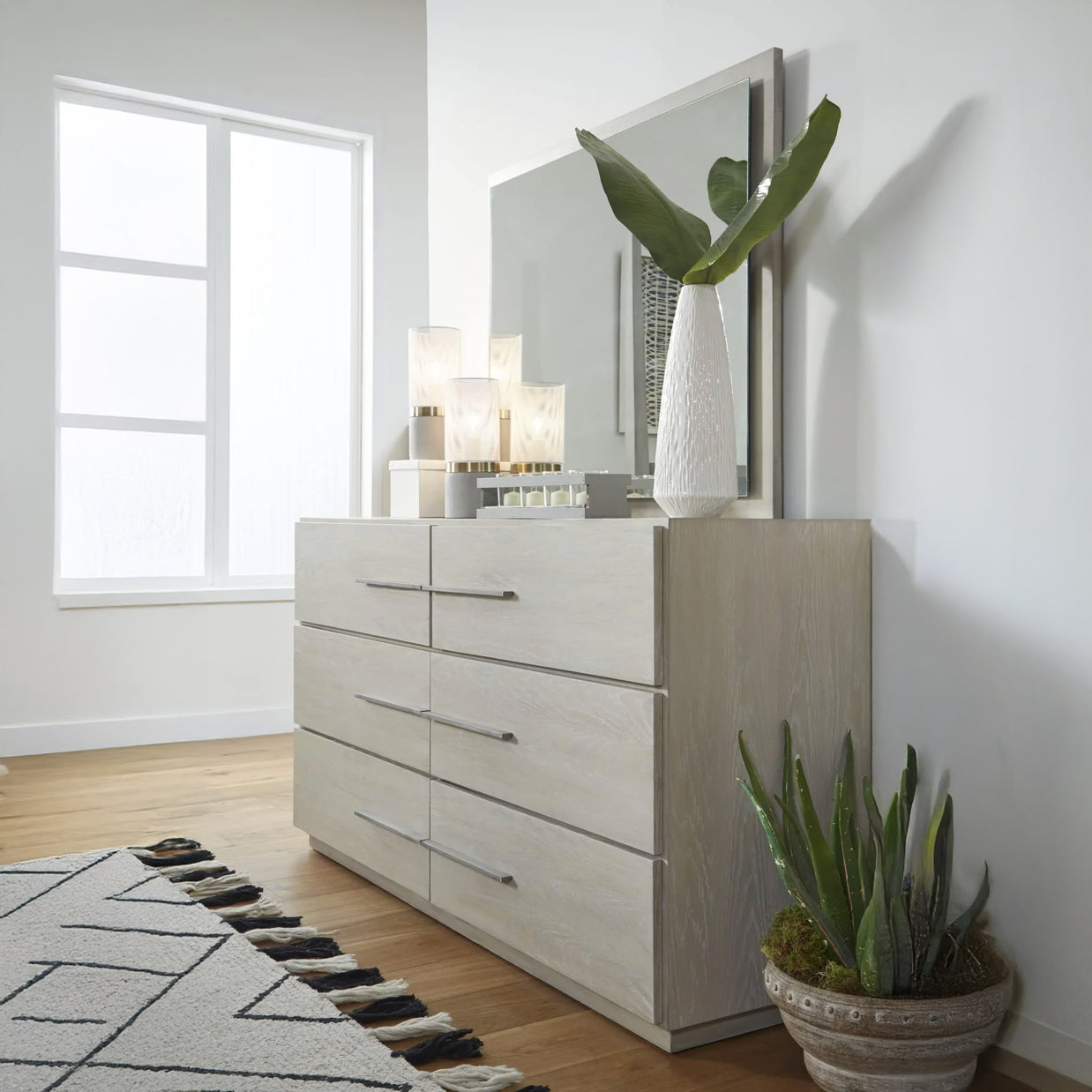 Whitewash Oak Contemporary Dresser