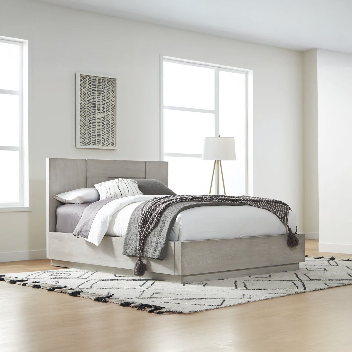 Whitewash Oak Contemporary Bed Frame