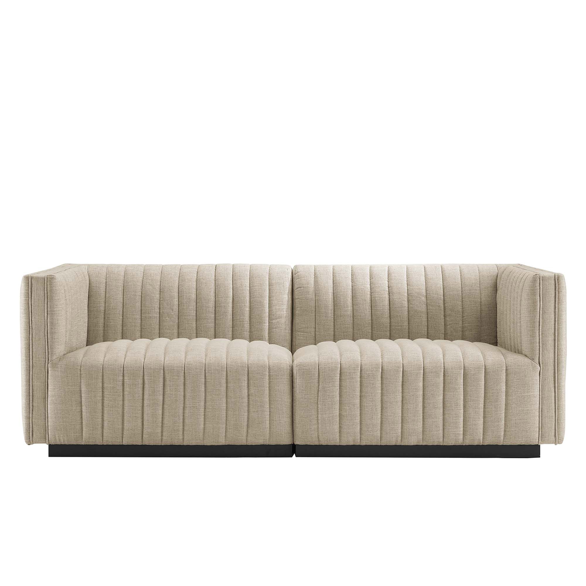 Channel Tufted Fabric Loveseat