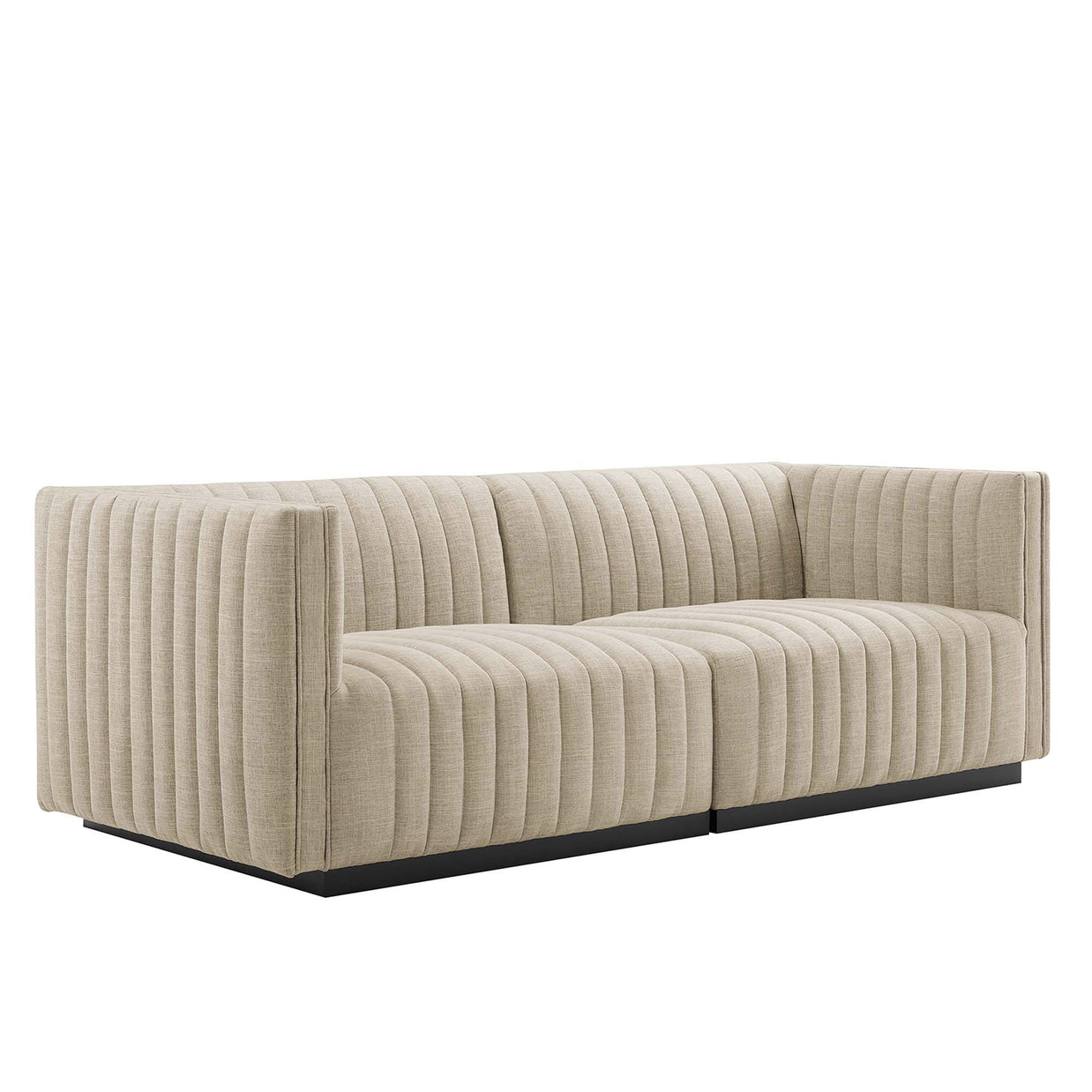 Channel Tufted Fabric Loveseat