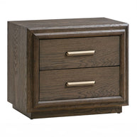 Brown Solid Oak USB-Charger Nightstand