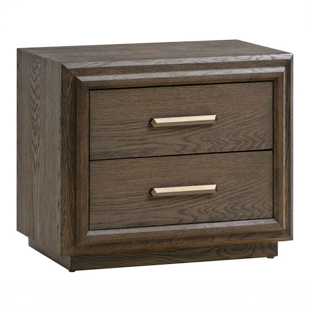Brown Solid Oak USB-Charger Nightstand