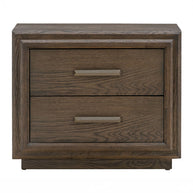 Brown Solid Oak USB-Charger Nightstand