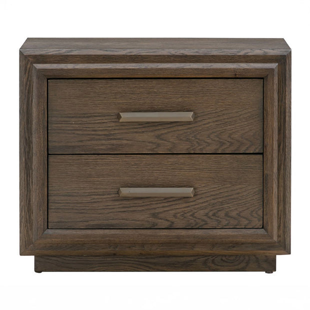 Brown Solid Oak USB-Charger Nightstand