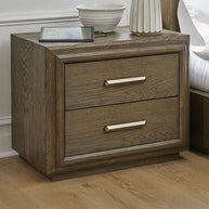 Brown Solid Oak USB-Charger Nightstand