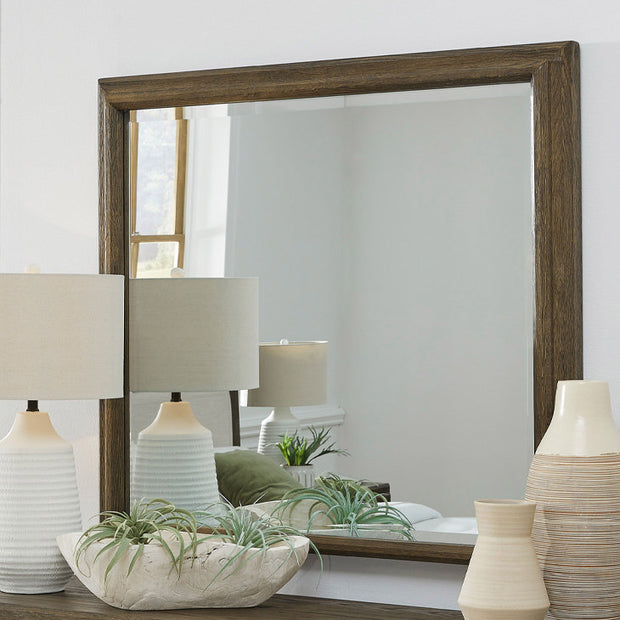 Brown Solid Oak Dresser Mirror