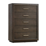 Brown Solid Oak Chest of Drawers