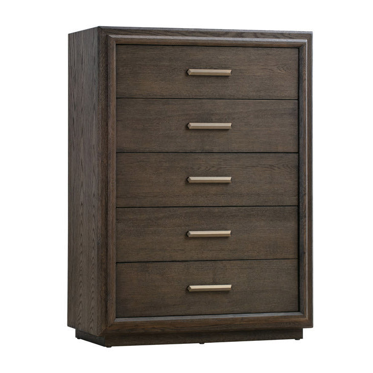 Brown Solid Oak Chest of Drawers