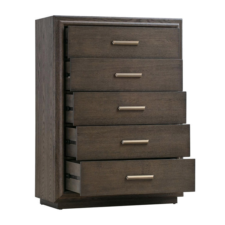 Brown Solid Oak Chest of Drawers