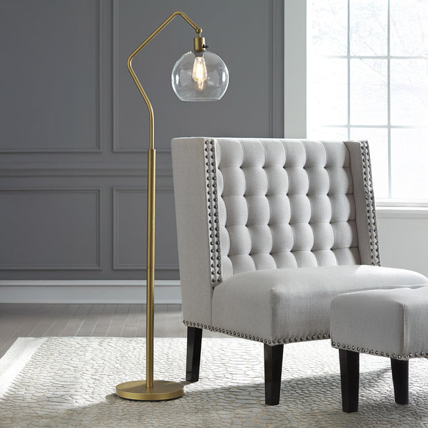 Brass Tone & Glass Floor Lamp