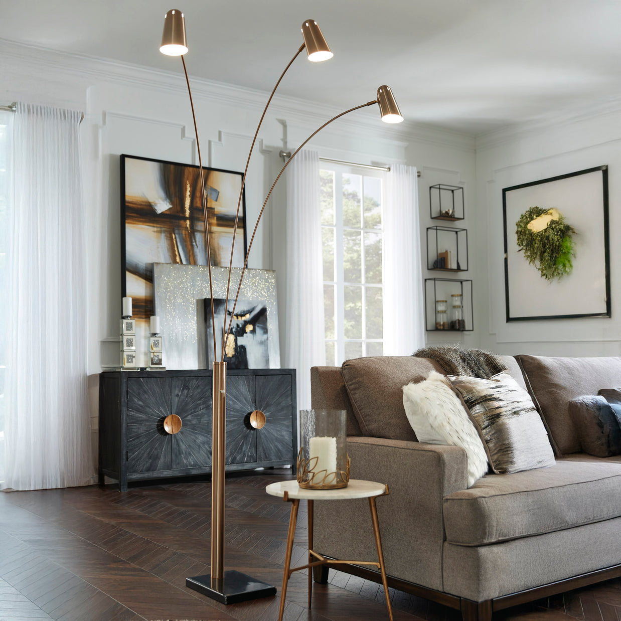 Gold Finish Arc Floor Lamp