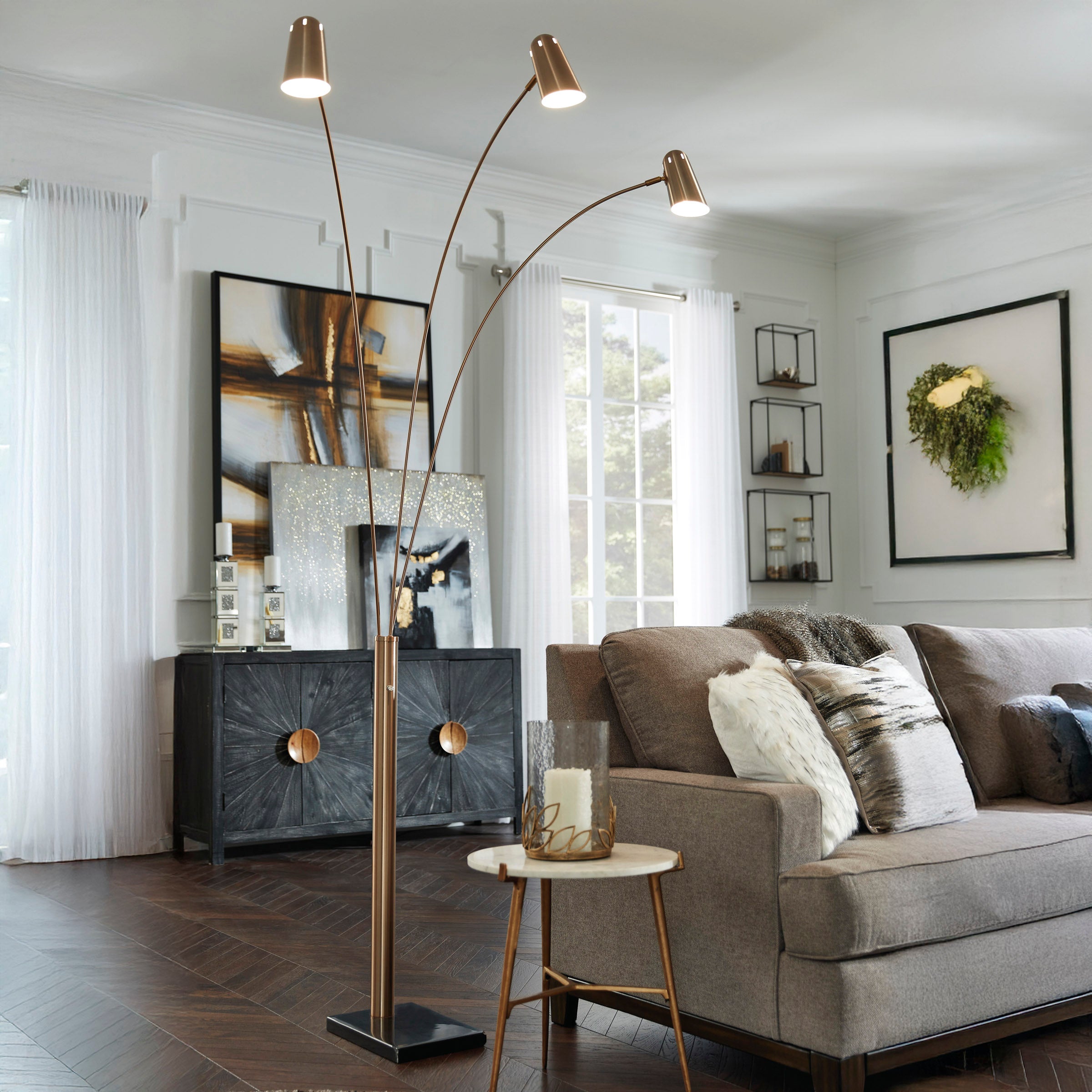 Gold Finish Arc Floor Lamp