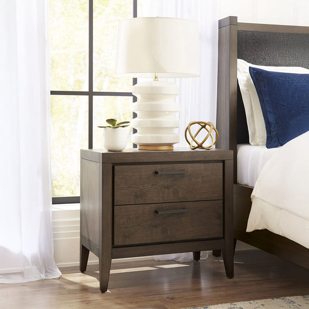 Mid-Century Mahogany USB-Charger Nightstand