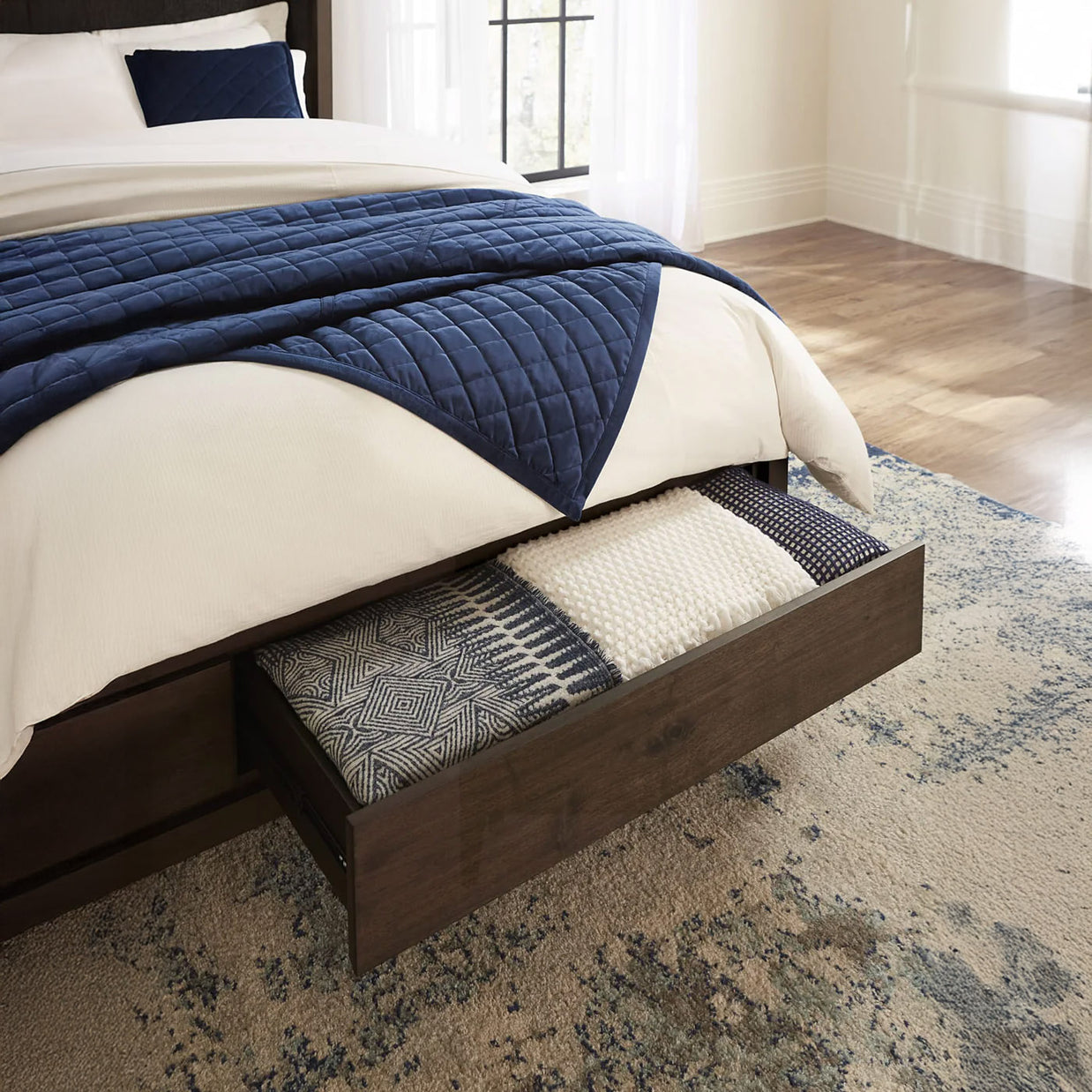 Mid-Century Mahogany Storage Bedframe