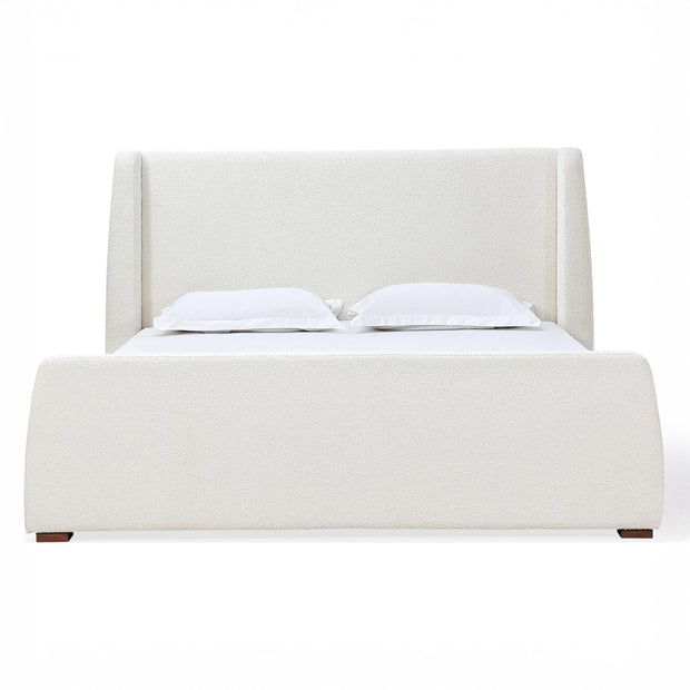 Boucle wingback platform bed